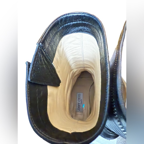 Jimmy Choo Dakar Moto Zipper Boot Size EU 38 US 8 Black Buckle Biker Leather - Picture 5 of 7